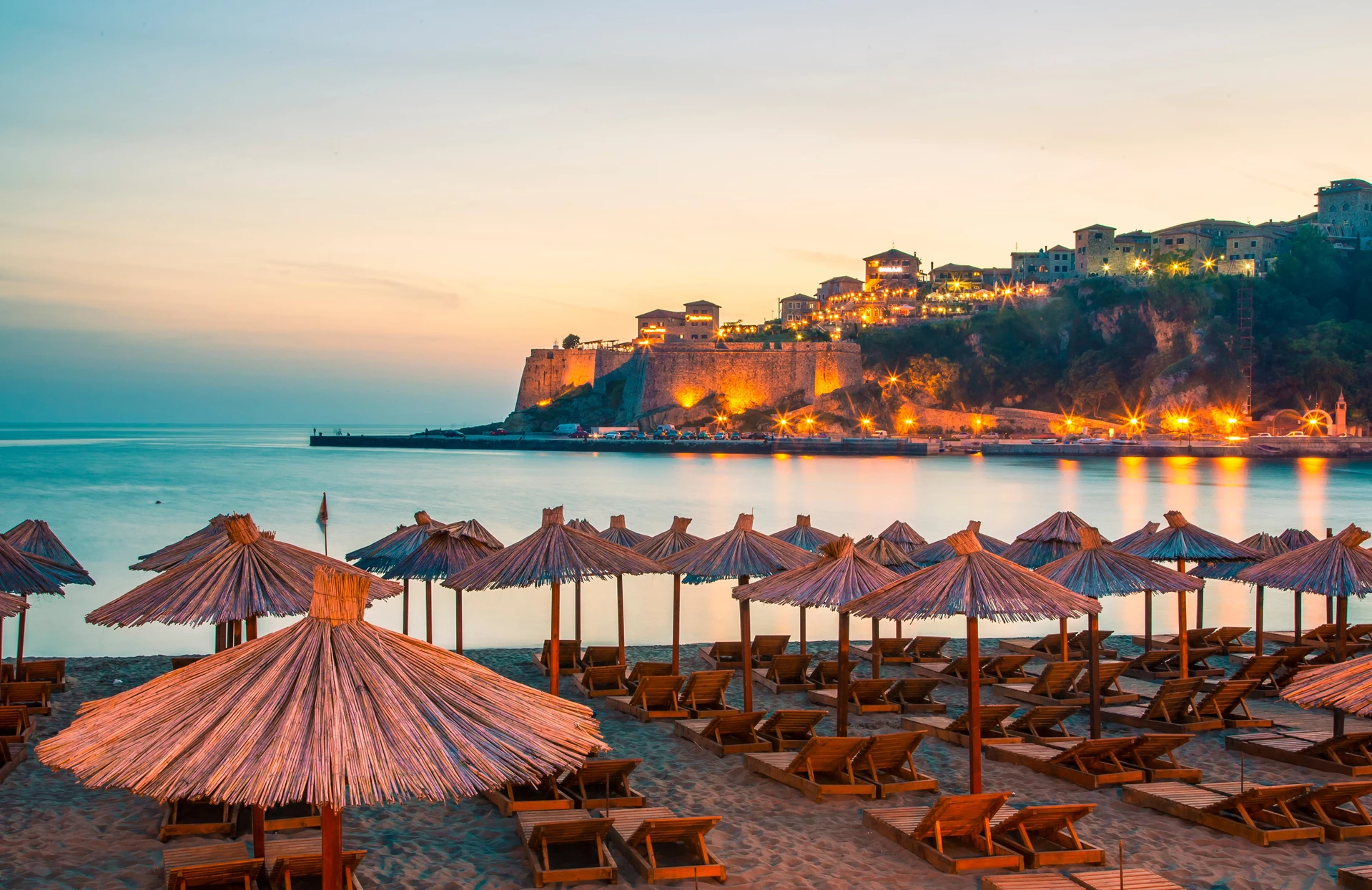 Mala plaža Ulcinj at sunset